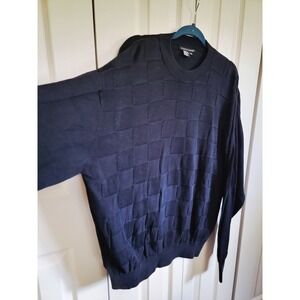 Tulliano Mens XXL Sweater Black Silk Cotton Blend Knit‎ Crew Neck